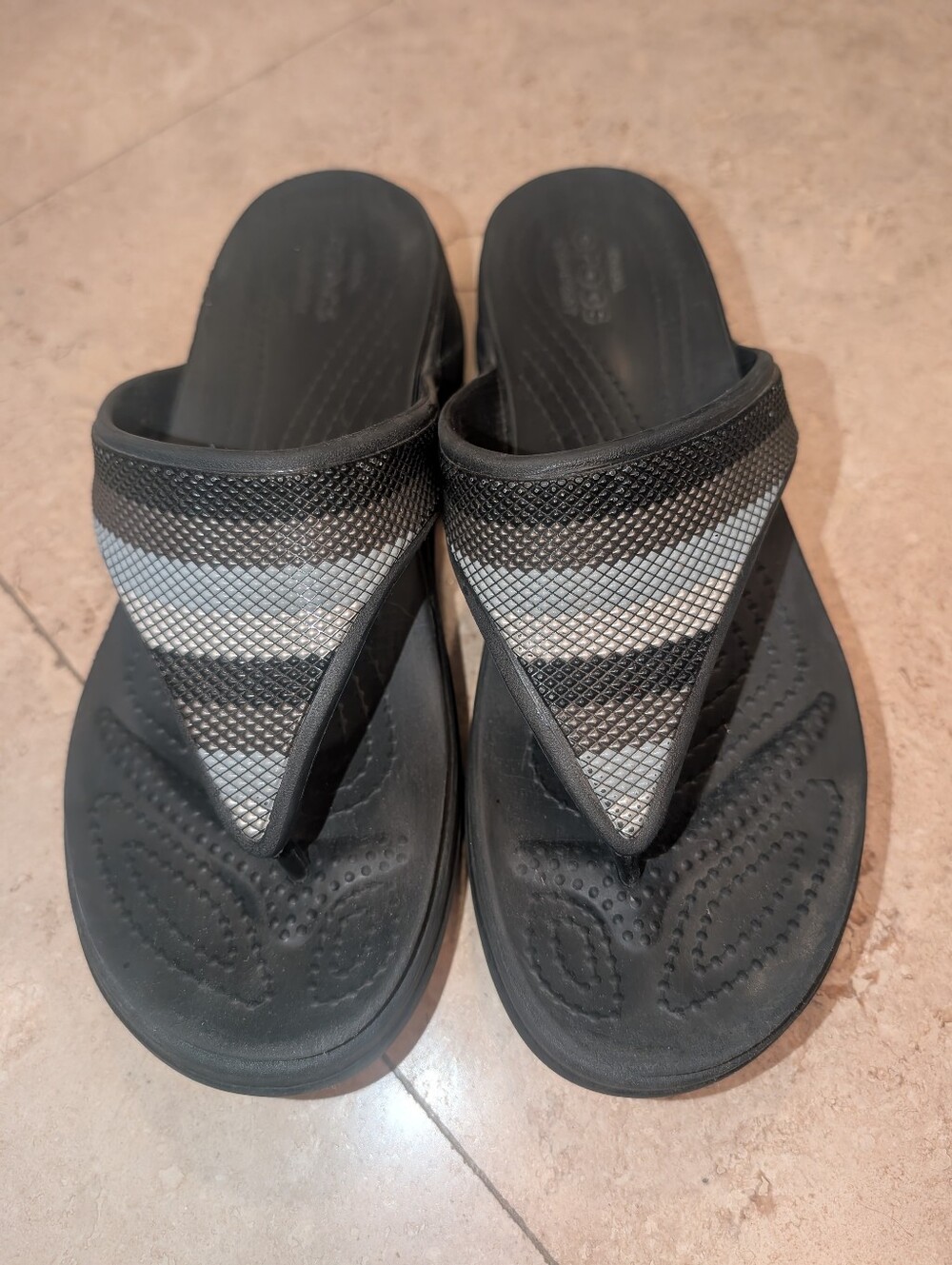 CROCS Black Slip-On Sandals, Size 8